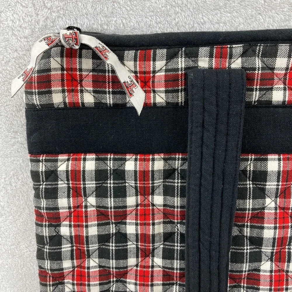 Pomegranate Collegiate Texas Tech Quilted Red & Black Plaid Tote Bag 17” x 14”